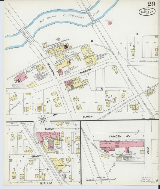 Sanborn Fire Insurance Map from Canton, Stark County, Ohio (1891), Sheet #0029 - Historic Sanborn Fire Insurance Map Print, vintage old map wall art, antique decor, genealogy gift, Ohio Ohio map