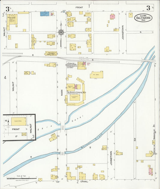 Sanborn Fire Insurance Map from Baltimore, Fairfield County, Ohio (1926), Sheet #0003 - Historic Sanborn Fire Insurance Map Print, vintage old map wall art, antique decor, genealogy gift, Ohio Ohio map