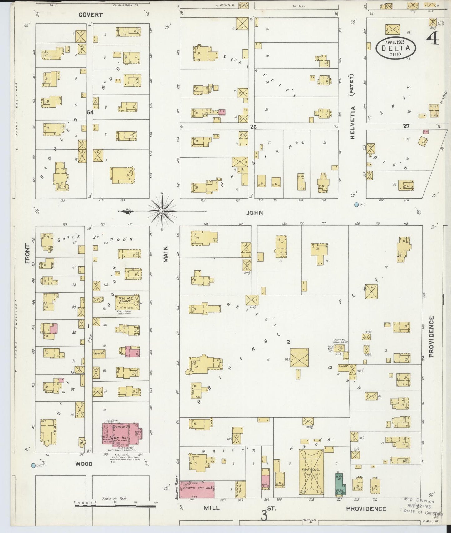 Sanborn Fire Insurance Map from Delta, Fulton County, Ohio (1905), Sheet #0004 - Historic Sanborn Fire Insurance Map Print, vintage old map wall art, antique decor, genealogy gift, Ohio Ohio map
