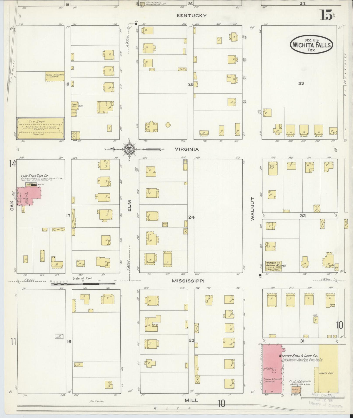 Sanborn Fire Insurance Map from Wichita Falls, Wichita County, Texas (1915), Sheet #0015 - Complete Map Set gallery image, historic Sanborn map, vintage wall art, Texas Texas