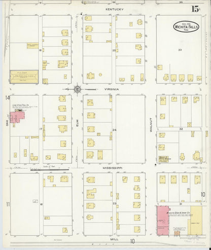 Sanborn Fire Insurance Map from Wichita Falls, Wichita County, Texas (1915), Sheet #0015 - Complete Map Set gallery image, historic Sanborn map, vintage wall art, Texas Texas