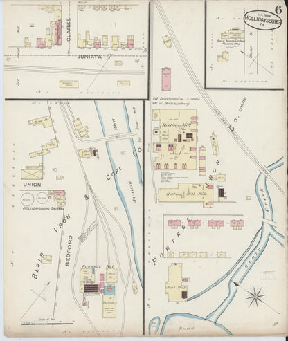 Sanborn Fire Insurance Map from Hollidaysburg, Blair County, Pennsylvania (1886), Sheet #0006 - Complete Map Set gallery image, historic Sanborn map, vintage wall art, Pennsylvania Pennsylvania