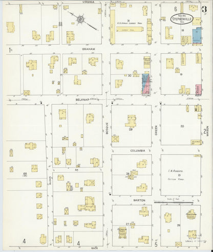 Sanborn Fire Insurance Map from Stephenville, Erath County, Texas (1912), Sheet #0003 - Complete Map Set gallery image, historic Sanborn map, vintage wall art, Texas Texas