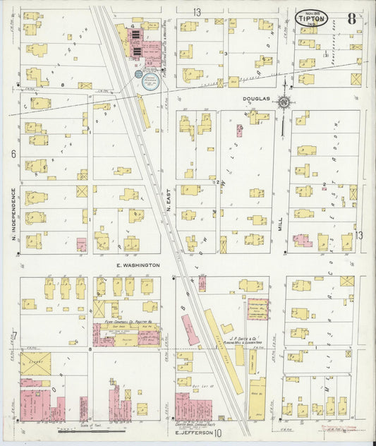 Sanborn Fire Insurance Map from Tipton, Tipton County, Indiana (1915), Sheet #0008 - Historic Sanborn Fire Insurance Map Print, vintage old map wall art, antique decor, genealogy gift, Indiana Indiana map
