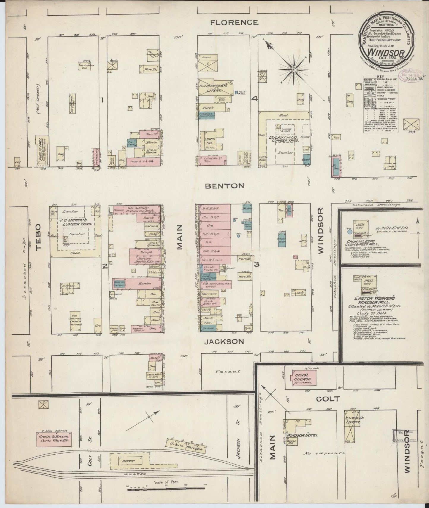 Sanborn Fire Insurance Map from Windsor, Henry County, Missouri (1885), Sheet #0001 - Historic Sanborn Fire Insurance Map Print, vintage old map wall art, antique decor, genealogy gift, Missouri Missouri map