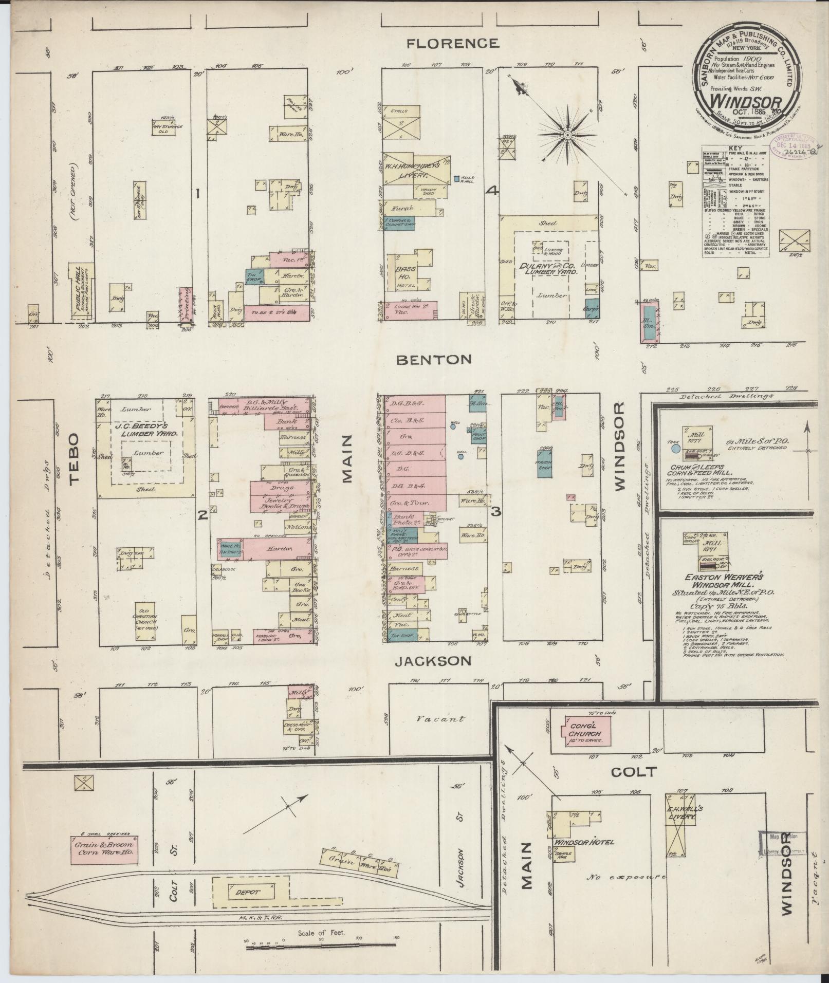 Sanborn Fire Insurance Map from Windsor, Henry County, Missouri (1885), Sheet #0001 - Historic Sanborn Fire Insurance Map Print, vintage old map wall art, antique decor, genealogy gift, Missouri Missouri map