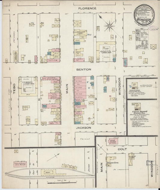 Sanborn Fire Insurance Map from Windsor, Henry County, Missouri (1885), Sheet #0001 - Historic Sanborn Fire Insurance Map Print, vintage old map wall art, antique decor, genealogy gift, Missouri Missouri map