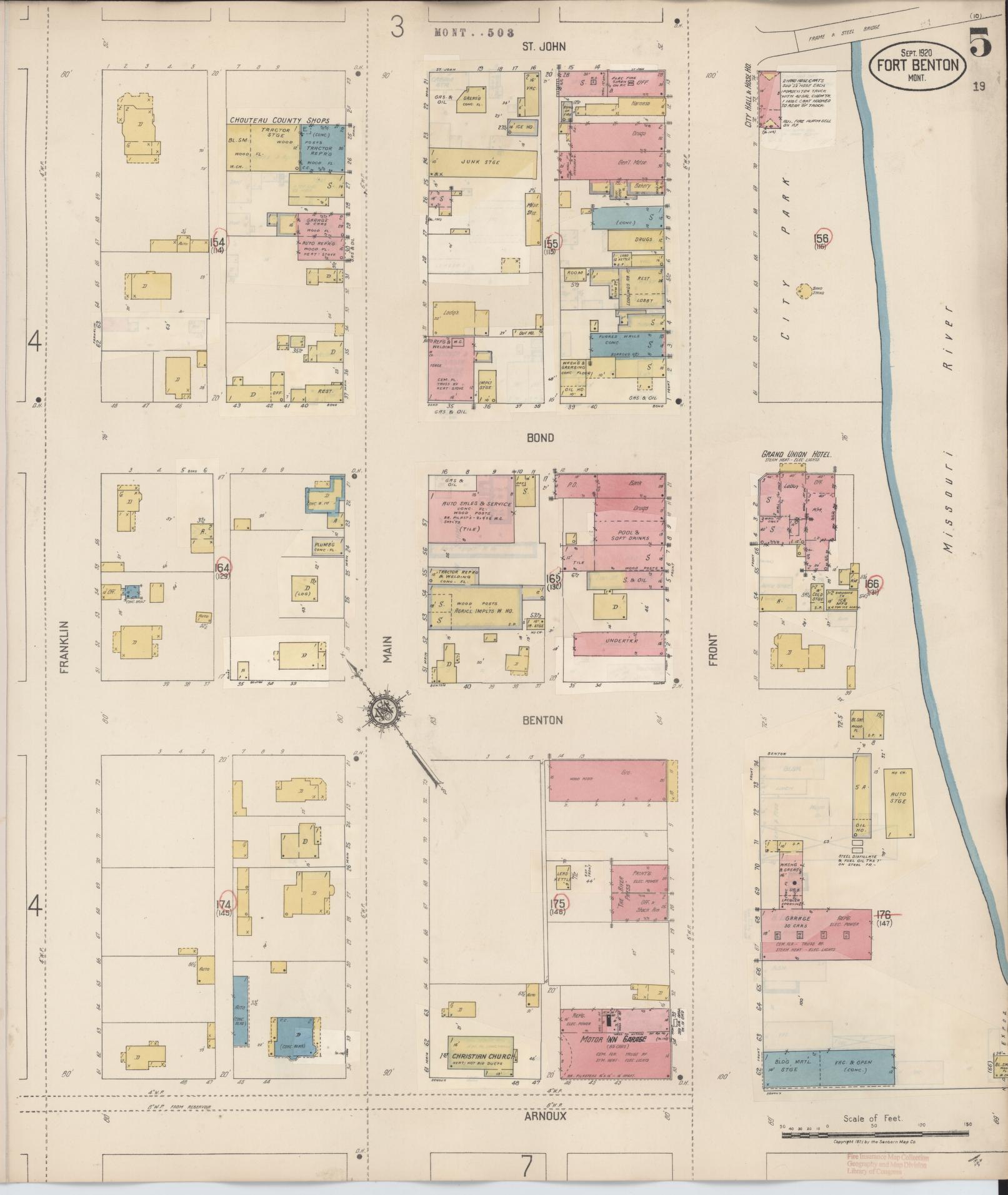 Sanborn Fire Insurance Map from Fort Benton, Chouteau County, Montana (1939), Sheet #0005 - Historic Sanborn Fire Insurance Map Print, vintage old map wall art, antique decor, genealogy gift, Montana Montana map