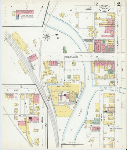 Sanborn Fire Insurance Map from Tyrone, Blair County, Pennsylvania (1901), Sheet #0002 - Complete Map Set gallery image, historic Sanborn map, vintage wall art, Pennsylvania Pennsylvania