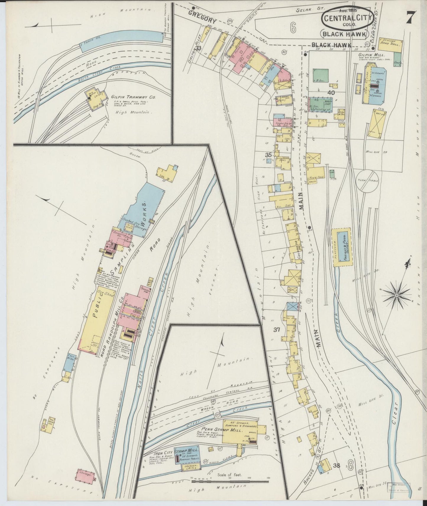 Sanborn Fire Insurance Map from Central City, Gilpin County, Colorado (1895), Sheet #0007 - Complete Map Set gallery image, historic Sanborn map, vintage wall art, Colorado Colorado