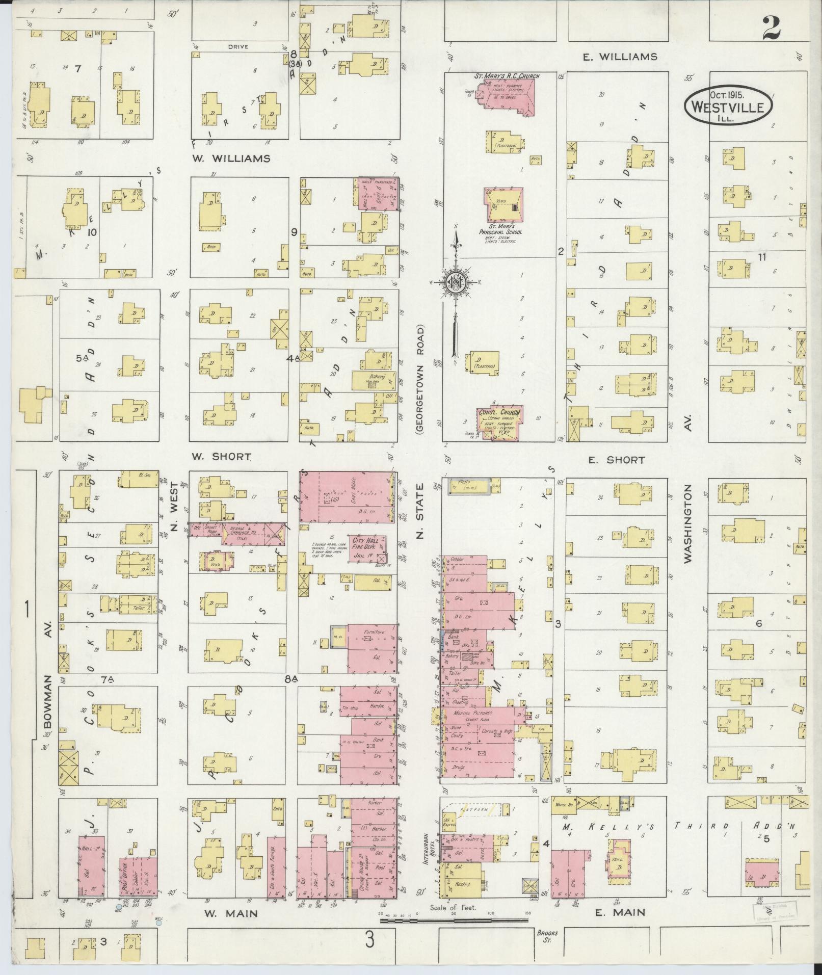 Sanborn Fire Insurance Map from Westville, Vermilion County, Illinois (1915), Sheet #0002 - Complete Map Set gallery image, historic Sanborn map, vintage wall art, Illinois Illinois