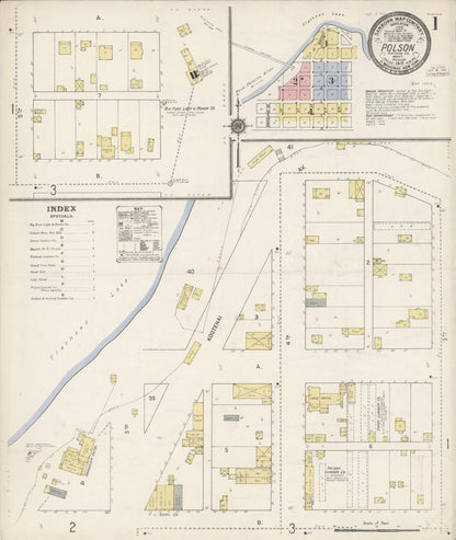 Sanborn Fire Insurance Map from Polson, Lake County, Montana (1910), Sheet #0001 - Complete Map Set gallery image, historic Sanborn map, vintage wall art, Montana Montana