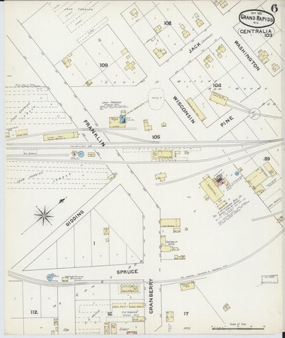Sanborn Fire Insurance Map from Grand Rapids, Wood County, Wisconsin (1891), Sheet #0006 - Complete Map Set gallery image, historic Sanborn map, vintage wall art, Wisconsin Wisconsin