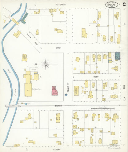 Sanborn Fire Insurance Map from Dallas, Polk County, Oregon (1902), Sheet #0002 - Complete Map Set gallery image, historic Sanborn map, vintage wall art, Oregon Oregon