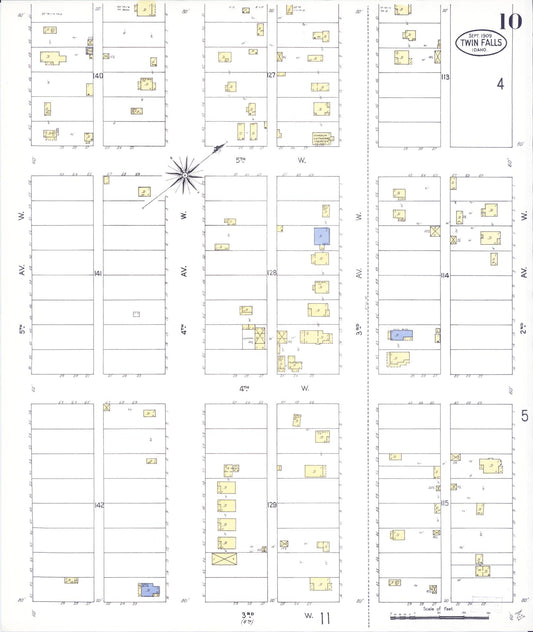 Sanborn Fire Insurance Map from Twin Falls, Twin Falls County, Idaho (1909), Sheet #0010 - Historic Sanborn Fire Insurance Map Print, vintage old map wall art, antique decor, genealogy gift, Falls Idaho map
