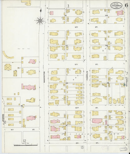 Sanborn Fire Insurance Map from Columbus, Bartholomew County, Indiana (1906), Sheet #0006 - Complete Map Set gallery image, historic Sanborn map, vintage wall art, Indiana Indiana