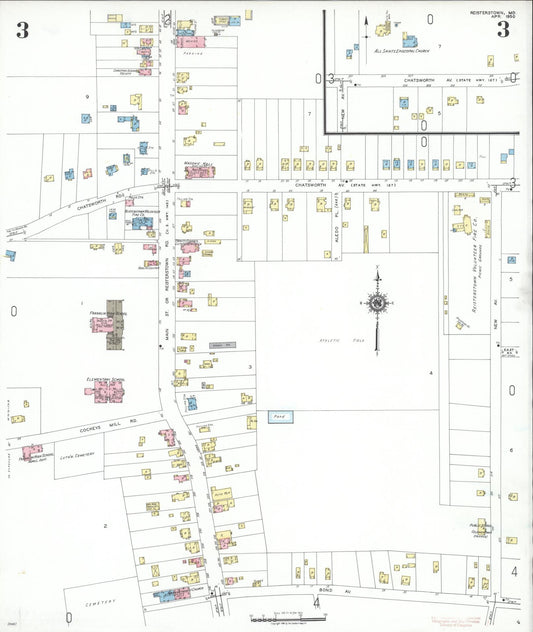 Sanborn Fire Insurance Map from Reisterstown, Baltimore County, Maryland (1950), Sheet #0003 - Historic Sanborn Fire Insurance Map Print, vintage old map wall art
