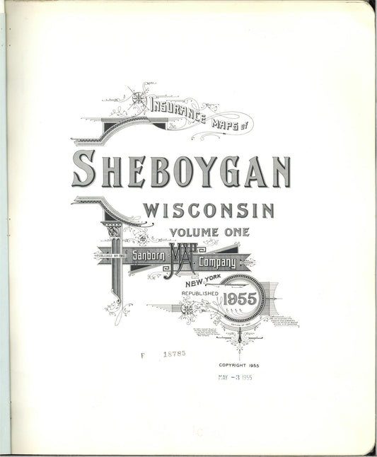 Sanborn Fire Insurance Map from Sheboygan, Sheboygan County, Wisconsin (1955), Sheet #0001 - Historic Sanborn Fire Insurance Map Print, vintage old map wall art, antique decor, genealogy gift, Wisconsin Wisconsin map