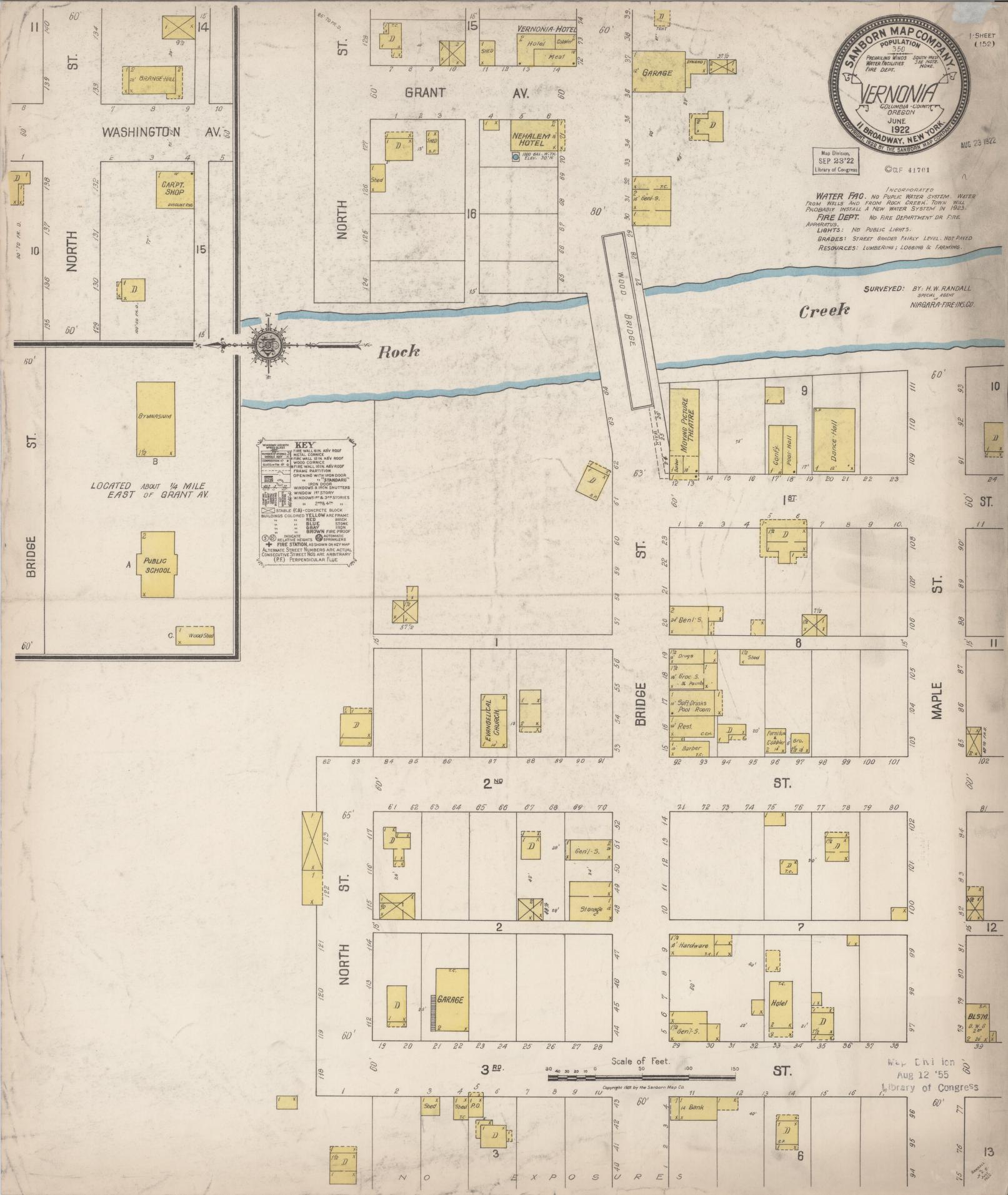Sanborn Fire Insurance Map from Vernonia, Columbia County, Oregon (1922), Sheet #0001 - Historic Sanborn Fire Insurance Map Print, vintage old map wall art, antique decor, genealogy gift, Oregon Oregon map