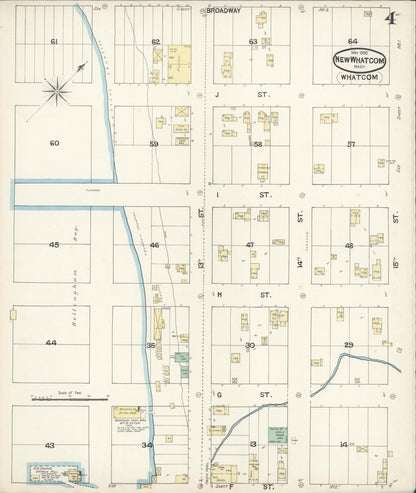 Sanborn Fire Insurance Map from New Whatcom, Whatcom County, Washington (1890), Sheet #0004 - Complete Map Set gallery image, historic Sanborn map, vintage wall art, Washington Washington