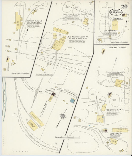 Sanborn Fire Insurance Map from Slatington, Lehigh County, Pennsylvania (1913), Sheet #0020 - Historic Sanborn Fire Insurance Map Print, vintage old map wall art, antique decor, genealogy gift, Pennsylvania Pennsylvania map
