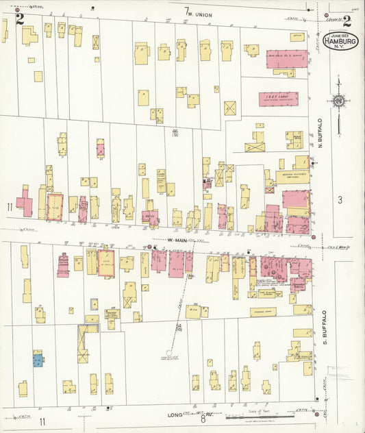 Sanborn Fire Insurance Map from Hamburg, Erie County, New York (1923), Sheet #0002 - Historic Sanborn Fire Insurance Map Print, vintage old map wall art, antique decor, genealogy gift, New York New York map