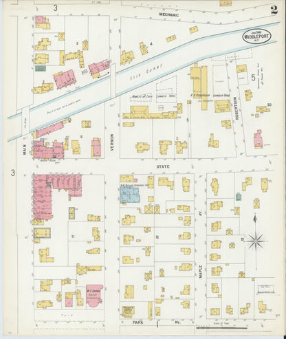 Sanborn Fire Insurance Map from Middleport, Niagara County, New York (1900), Sheet #0002 - Complete Map Set gallery image, historic Sanborn map, vintage wall art, New York New York