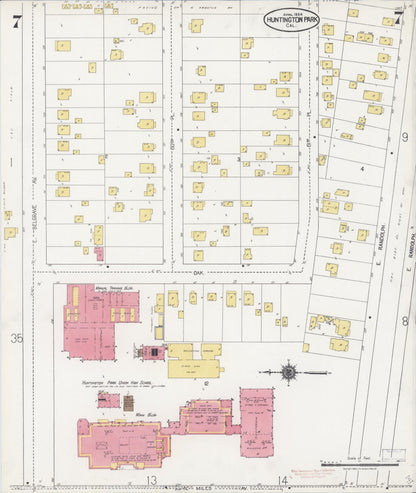Sanborn Fire Insurance Map from Huntington Park, Los Angeles County, California (1924), Sheet #0007 - Complete Map Set gallery image, historic Sanborn map, vintage wall art, California California