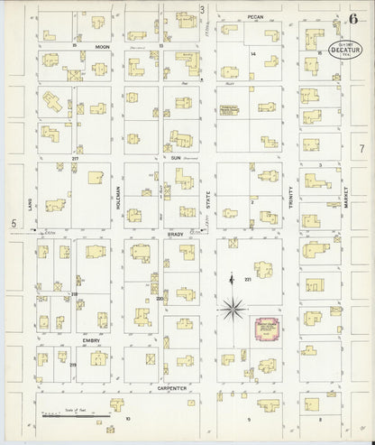 Sanborn Fire Insurance Map from Decatur, Wise County, Texas (1907), Sheet #0006 - Historic Sanborn Fire Insurance Map Print, vintage old map wall art, antique decor, genealogy gift, Texas Texas map