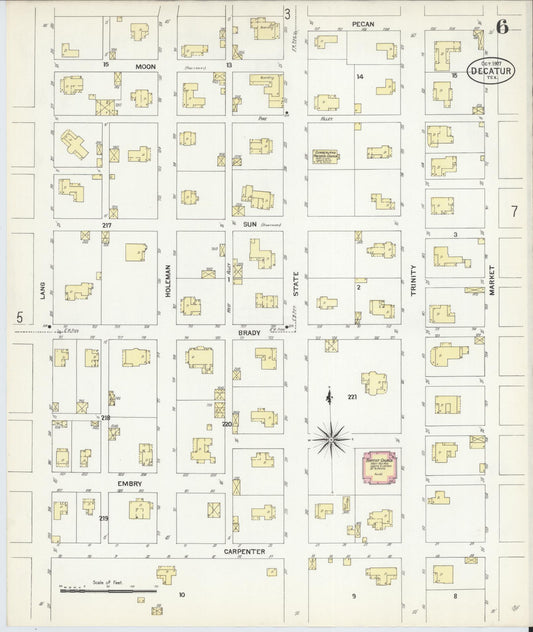 Sanborn Fire Insurance Map from Decatur, Wise County, Texas (1907), Sheet #0006 - Historic Sanborn Fire Insurance Map Print, vintage old map wall art, antique decor, genealogy gift, Texas Texas map