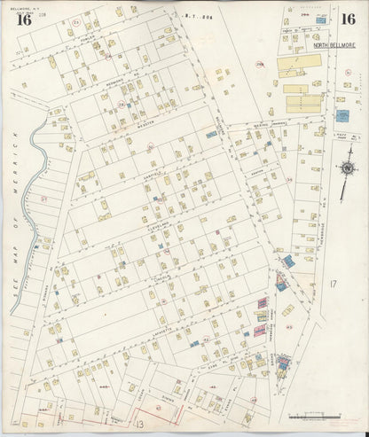 Sanborn Fire Insurance Map from Bellmore, Nassau County, New York (1945), Sheet #0016 - Complete Map Set gallery image, historic Sanborn map, vintage wall art, New York New York