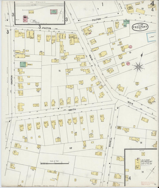 Sanborn Fire Insurance Map from Freeport, Nassau County, New York (1897), Sheet #0004 - Historic Sanborn Fire Insurance Map Print, vintage old map wall art, antique decor, genealogy gift, New York New York map