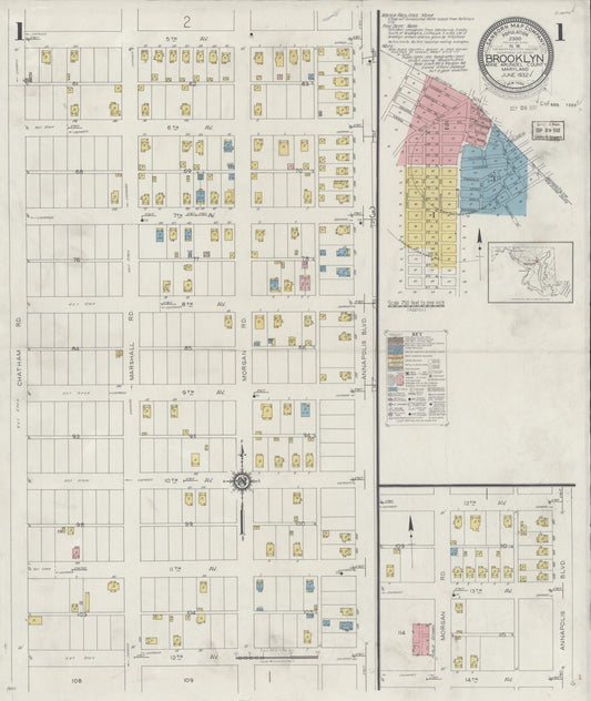 Anne Arundel, Maryland - 1932 - Sanborn Fire Insurance Map, Sheet #0001 - Historic Sanborn Fire Insurance Map Print, Anne Arundel Maryland 1932 0001 vintage old map wall art