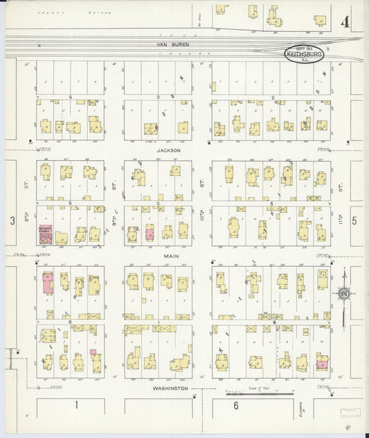 Sanborn Fire Insurance Map from Keithsburg, Mercer County, Illinois (1913), Sheet #0004 - Historic Sanborn Fire Insurance Map Print, vintage old map wall art, antique decor, genealogy gift, Illinois Illinois map