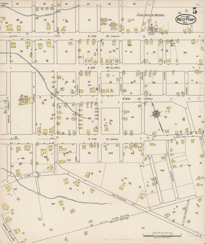 Sanborn Fire Insurance Map from West Point, Troup County, Georgia (1922), Sheet #0005 - Complete Map Set gallery image, historic Sanborn map, vintage wall art, Alabama Alabama