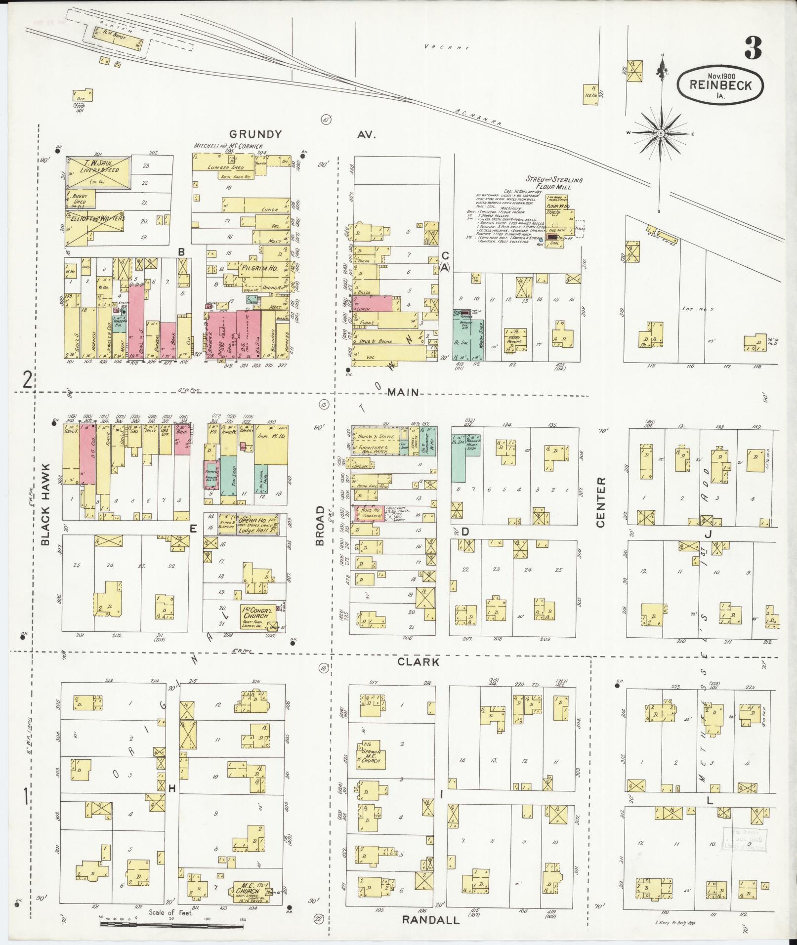 Sanborn Fire Insurance Map from Reinbeck, Grundy County, Iowa (1900), Sheet #0003 - Historic Sanborn Fire Insurance Map Print