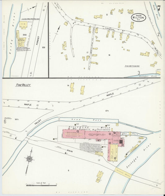 Sanborn Fire Insurance Map from Wilton, Hillsborough County, New Hampshire (1912), Sheet #0007 - Historic Sanborn Fire Insurance Map Print, vintage old map wall art, antique decor, genealogy gift, New Hampshire New Hampshire map