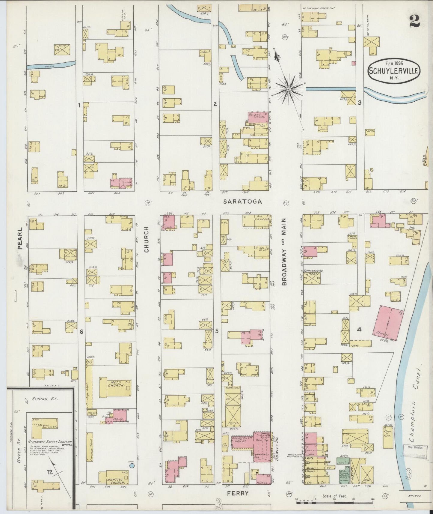 Sanborn Fire Insurance Map from Schuylerville, Saratoga County, New York (1895), Sheet #0002 - Complete Map Set gallery image, historic Sanborn map, vintage wall art, New York New York