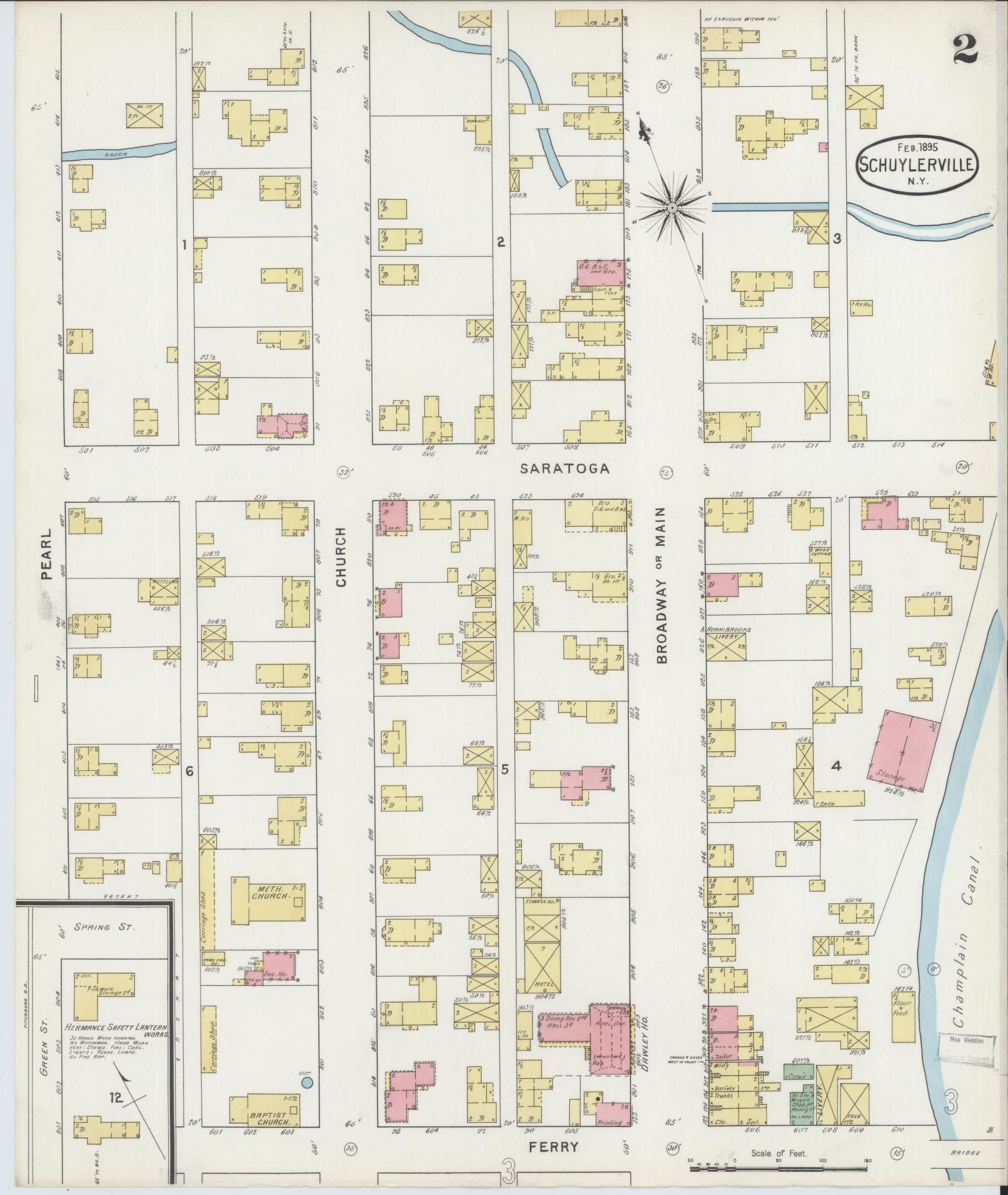 Sanborn Fire Insurance Map from Schuylerville, Saratoga County, New York (1895), Sheet #0002 - Complete Map Set gallery image, historic Sanborn map, vintage wall art, New York New York