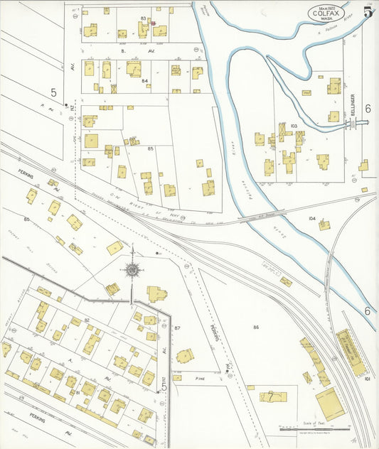 Sanborn Fire Insurance Map from Colfax, Whitman County, Washington (1922), Sheet #0005 - Historic Sanborn Fire Insurance Map Print, vintage old map wall art, antique decor, genealogy gift, Washington Washington map
