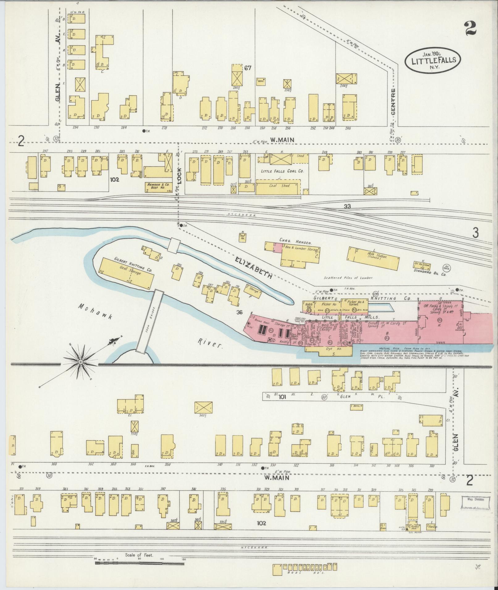 Sanborn Fire Insurance Map from Little Falls, Herkimer County, New York (1906), Sheet #0002 - Historic Sanborn Fire Insurance Map Print, vintage old map wall art, antique decor, genealogy gift, New York New York map