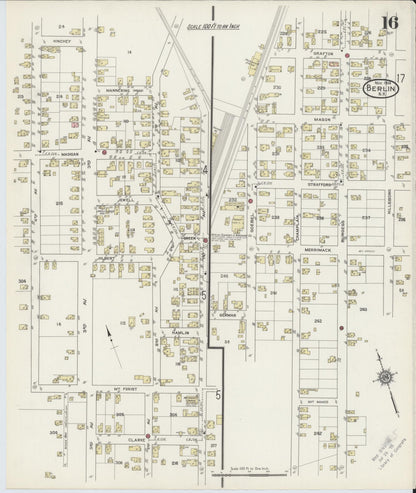 Sanborn Fire Insurance Map from Berlin, Coos County, New Hampshire (1914), Sheet #0016 - Complete Map Set gallery image, historic Sanborn map, vintage wall art, New Hampshire New Hampshire
