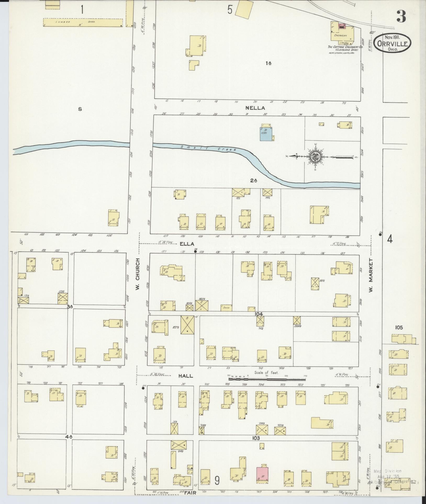 Sanborn Fire Insurance Map from Orrville, Wayne County, Ohio (1911), Sheet #0003 - Historic Sanborn Fire Insurance Map Print, vintage old map wall art, antique decor, genealogy gift, Ohio Ohio map