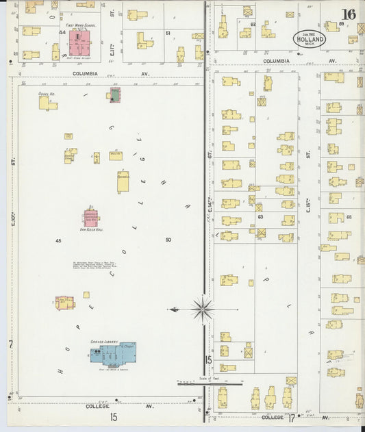 Sanborn Fire Insurance Map from Holland, Ottawa County, Michigan (1902), Sheet #0016 - Historic Sanborn Fire Insurance Map Print, vintage old map wall art, antique decor, genealogy gift, Michigan Michigan map