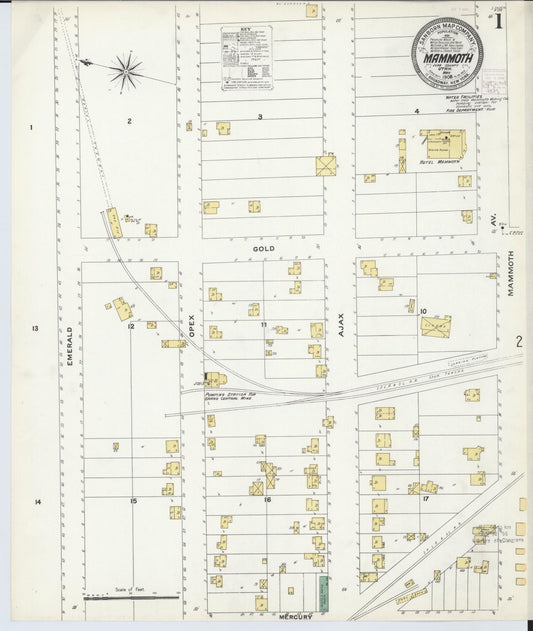 Sanborn Fire Insurance Map from Mammoth, Juab County, Utah (1908), Sheet #0001 - Complete Map Set gallery image, historic Sanborn map, vintage wall art, Utah Utah