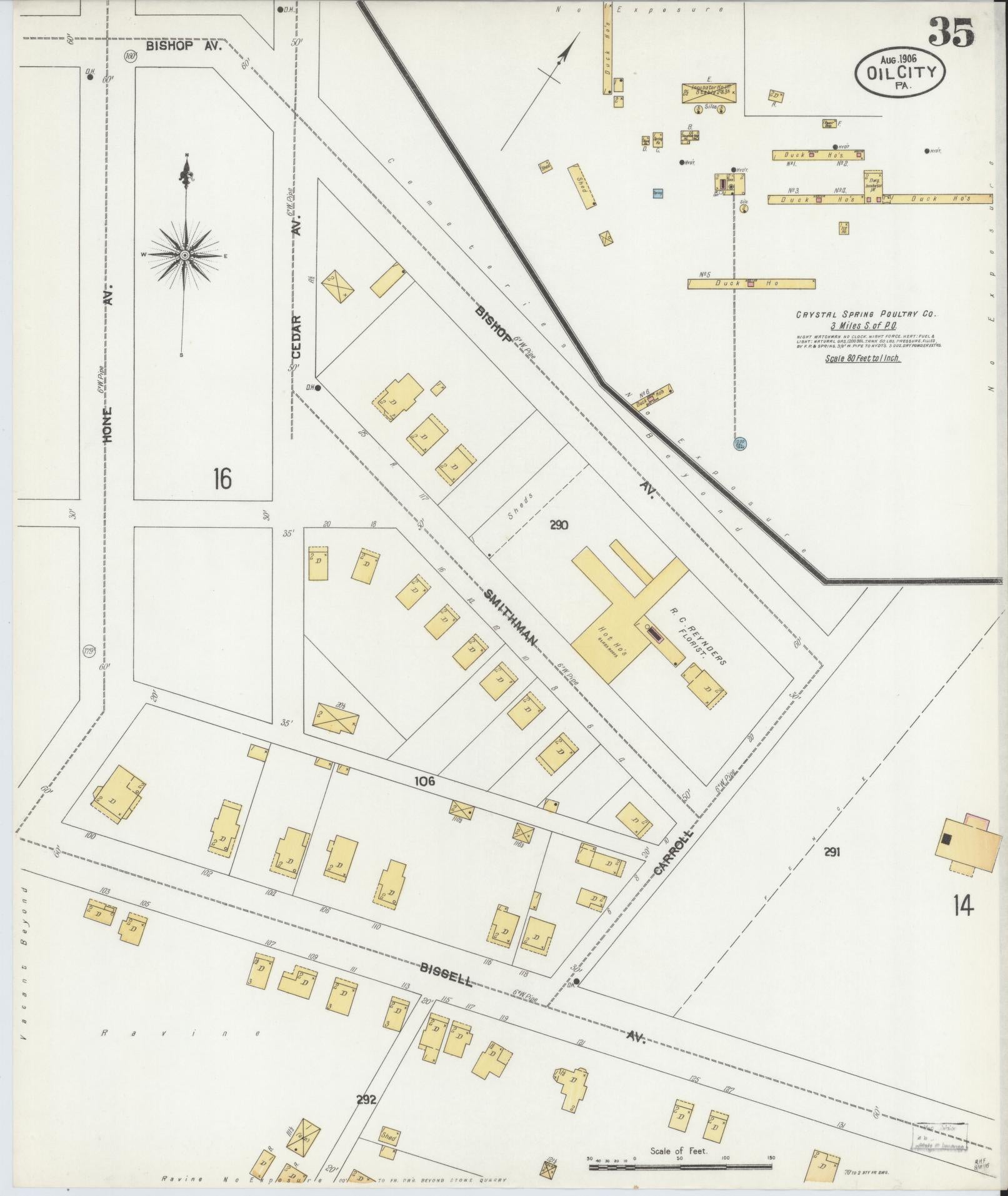 Sanborn Fire Insurance Map from Oil City, Venango County, Pennsylvania (1906), Sheet #0035 - Complete Map Set gallery image, historic Sanborn map, vintage wall art, Pennsylvania Pennsylvania
