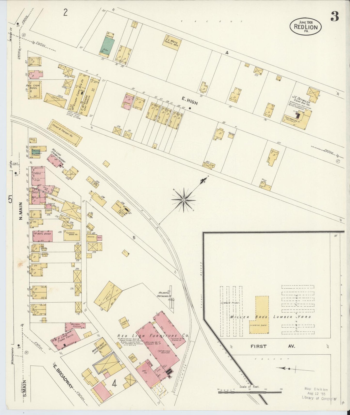 Sanborn Fire Insurance Map from Red Lion, York County, Pennsylvania (1908), Sheet #0003 - Complete Map Set gallery image, historic Sanborn map, vintage wall art, Pennsylvania Pennsylvania