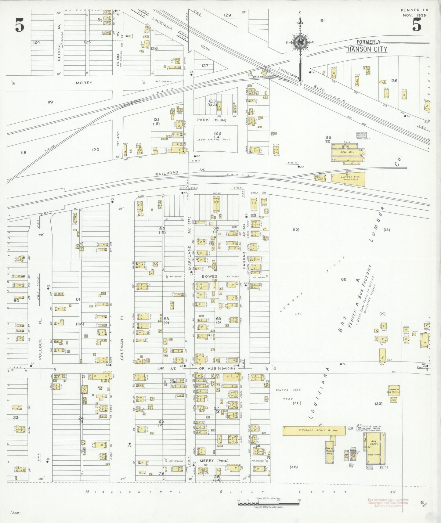 Sanborn Fire Insurance Map from Kenner, Jefferson Parish, Louisiana (1939), Sheet #0005 - Complete Map Set gallery image, historic Sanborn map, vintage wall art, Louisiana Louisiana
