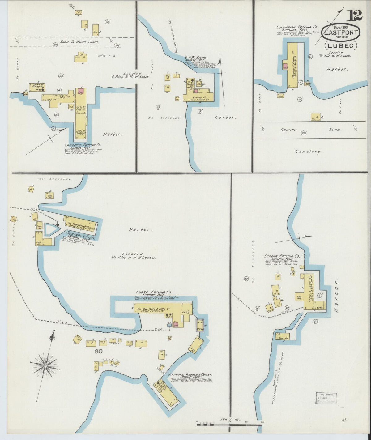 Sanborn Fire Insurance Map from Eastport, Washington County, Maine (1893), Sheet #0012 - Historic Sanborn Fire Insurance Map Print, vintage old map wall art, antique decor, genealogy gift, Maine Maine map