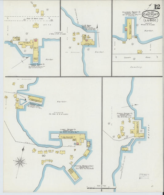 Sanborn Fire Insurance Map from Eastport, Washington County, Maine (1893), Sheet #0012 - Historic Sanborn Fire Insurance Map Print, vintage old map wall art, antique decor, genealogy gift, Maine Maine map